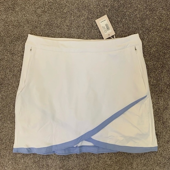 NWT $99 Peter Millar Womens White Blue Golf Laura Wrap Skort Pockets Size L - Picture 2 of 12